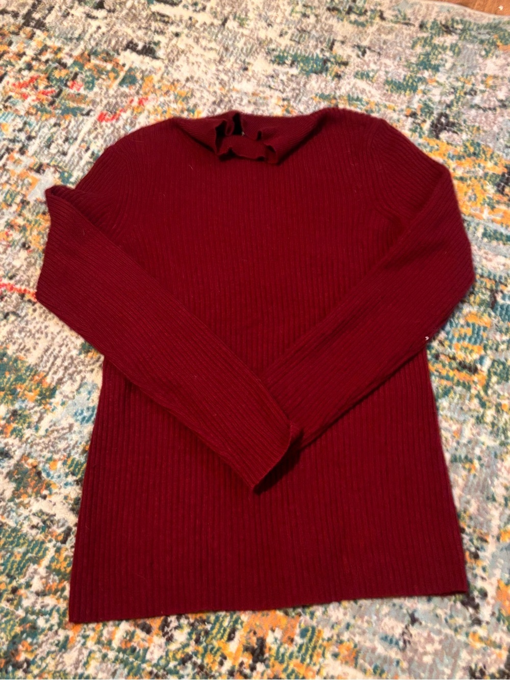 Alex Marie Ribbed Turtleneck Sweater in Deep Wine 100% cashmere